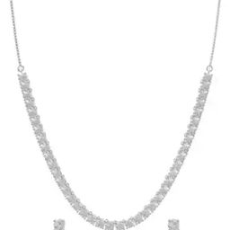 anayra Women Sterling Silver Solitaire Necklace with Earrings-picture-14