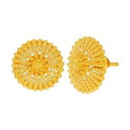 Women Yellow Gold Floral Stud Earrings-image-49