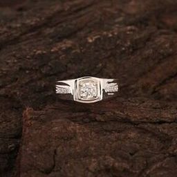 Men Sterling Silver Zirconia-Studded Band Ring-image-37