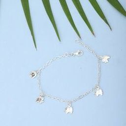 Women Sterling Silver Rhodium-Plated Elephant Charm Bracelet-image-59