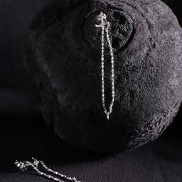 Women Sterling Silver Rhodium-Plated Anchor Drop Earring-image-8
