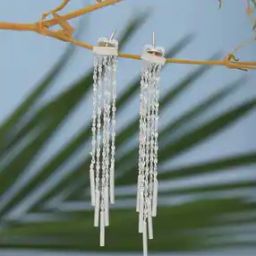 Women Sterling Silver Rhodium-Plated Tassle Drop Earrings-image-90