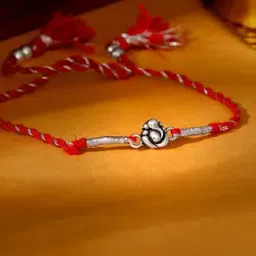 Men Sterling Silver Ganpati Motif Rakhi-image-54