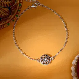 Men Sterling Silver Sphere Floral Bracelet Rakhi-28