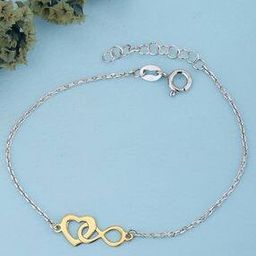 Women Sterling Silver Rhodium-Plated Heart Charm Bracelet-image-89