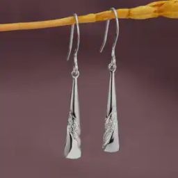 Women Sterling Silver Rhodium-Plated CZ Contemporary Drop Earrings-image-67