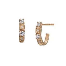 925 Sterling Silver 18kt Rose Gold Plated CZ Half Hoop Earrings-image-79