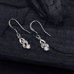 925 Sterling Silver Rhodium Plated Dangling CZ Drop Earrings-image-29