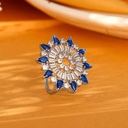 Women Sterling Silver Stone-Studded Flourishing Ring-image-64