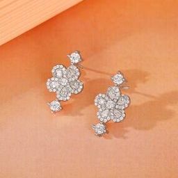Women Sterling Silver Floral Flush Drop Earrings-image-68