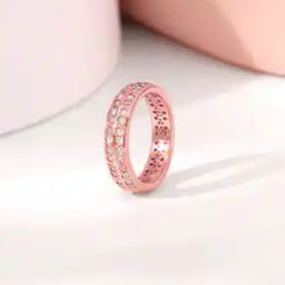 giva Women Sterling Silver Rose Gold-Plated Sparkle Up Ring-picture-11