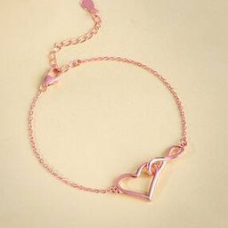 Women Sterling Silver Rose Gold-Plated Heart Bracelet-image-100