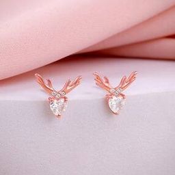 Women Sterling Silver Rose Gold-Plated Stud Earrings-image-75
