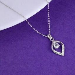 Women Sterling Silver Stone-Studded Pendant with Chain-image-96