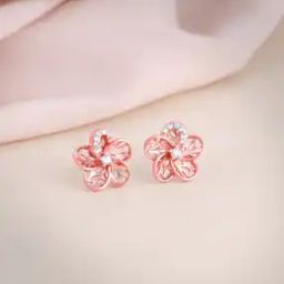 Women Sterling Silver Rose Gold-Plated Stud Earrings-image-86