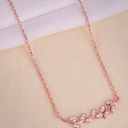 Women Sterling Silver Rose Gold-Plated Leaf Necklace-image-90