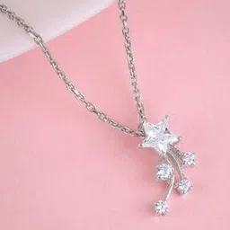 Women Sterling Silver Star Pendant with Chain-image-15