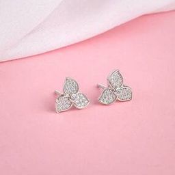 Women Sterling Silver Floral Stud Earrings-image-80