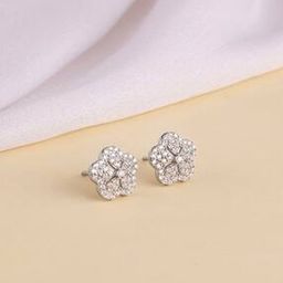 Women Sterling Silver Floral Stud Earrings-image-74