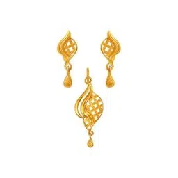 Women Yellow Gold Net Pendant Set-image-1