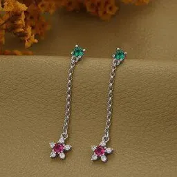 vanbelle Women Sterling Silver Floral Drop Earrings-picture-31