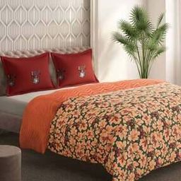 Floral Print 144 TC Cotton King-Size Bed Cover-image-16