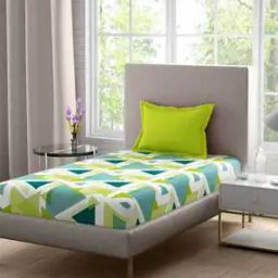 Geometric Print Polycotton Single Bedsheet With 1 Pillow Cover-6