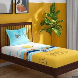180 TC Cotton Single Bedsheet with Pillow Cover-32