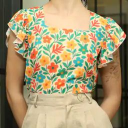 Shein Square Neck Flutter Sleeves Floral Print Top-picture-24
