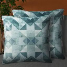 Set of 2 Geometric Print Cushion Covers 16" X 16"-25