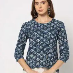 Printed Schiffilli Top with Cuff Detail-image-39