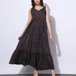 Ajrakh Printed Fit & Flare Dress-image-41