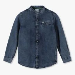 Boys Washed Slim Fit Denim Shirt-image-29