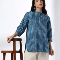 Women Striped Relaxed Fit Shirt-image-10