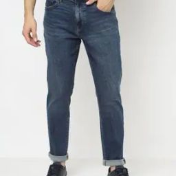 Men Light-Wash Straight Tapered Fit Jeans-image-55