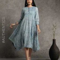 Dye & Double Dabu Print Cotton Asymmetrical Shift Dress-image-8