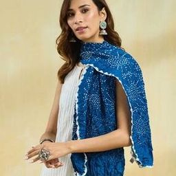 Women Bandhani Print Stole with Contrast Border-image-83