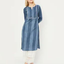 Women Striped Straight Kurta with Slip Pocket-image-22