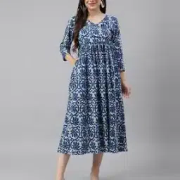 Floral Print V-Neck Empire Dress-image-14