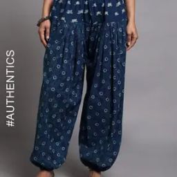 Indigo Dyed Double Dabu Print Cotton Salwar Pant-42