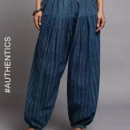 Indigo Dyed Double Dabu Print Cotton Salwar Pants-image-24