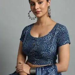 Natural Dyed Dabu Print Front-Open Blouse-picture-16