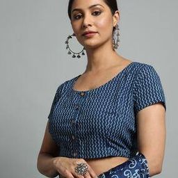 Natural Dyed Dabu Print Front-Open Blouse-picture-13