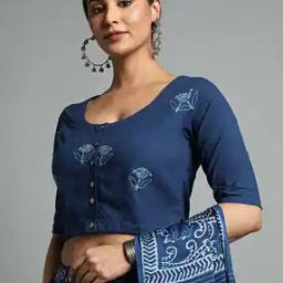 Natural Dyed Dabu Print Front-Open Blouse-picture-17