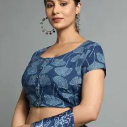 Natural Dyed Dabu Print Front-Open Blouse-picture-10