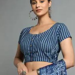 Natural Dyed Dabu Print Front-Open Blouse-picture-18