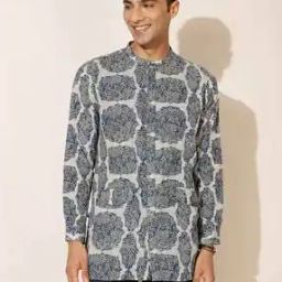 FabBasics Printed Mandarin-Collar Short Kurta-picture-2