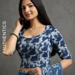 Natural Indigo Dyed Dabu Print Button-Front Top-picture-7