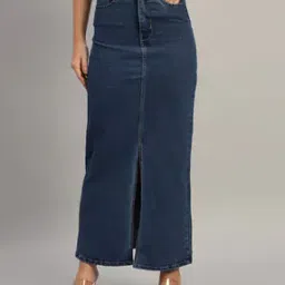 Women A-Line Skirt with Slit-image-49