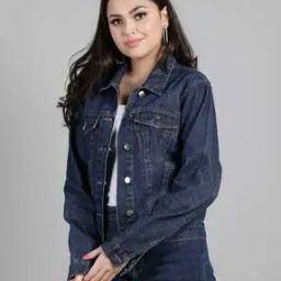 Denim Biker Jacket with Flap-Buttoned Pockets-image-23